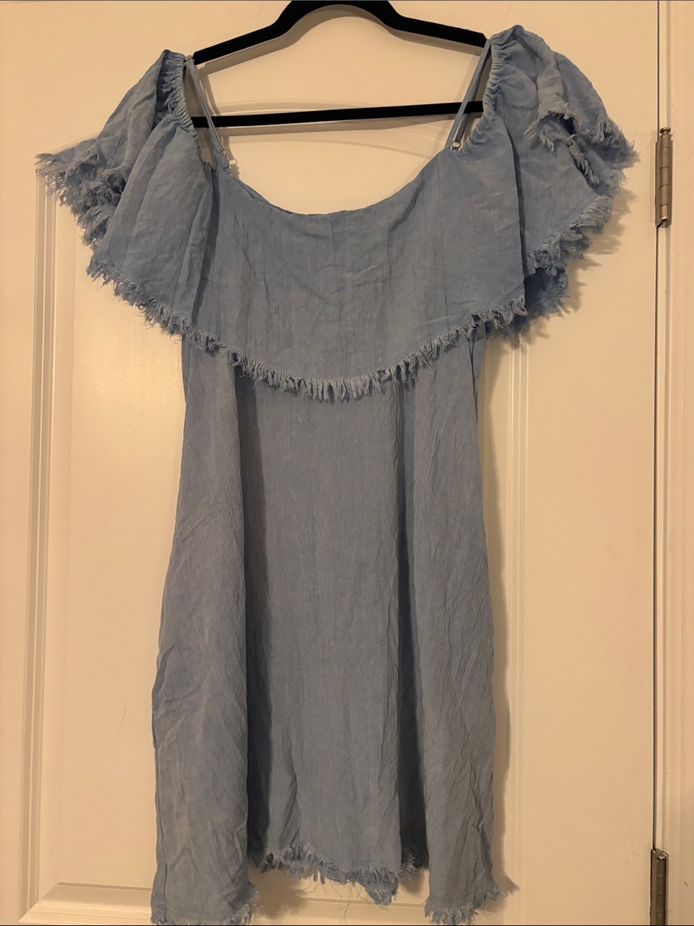 Umgee Light Blue Off-Shoulder Ruffle Tunic